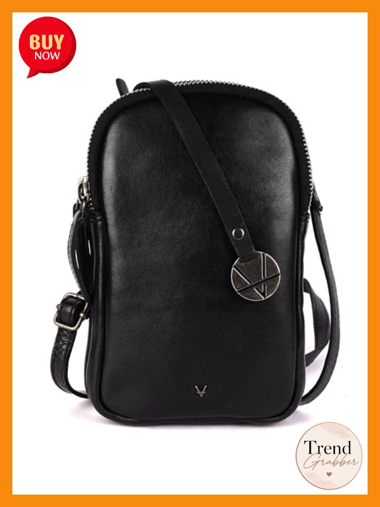 Genuine Italian Leather Small Crossbody Bag With Cell Phone Pocket And